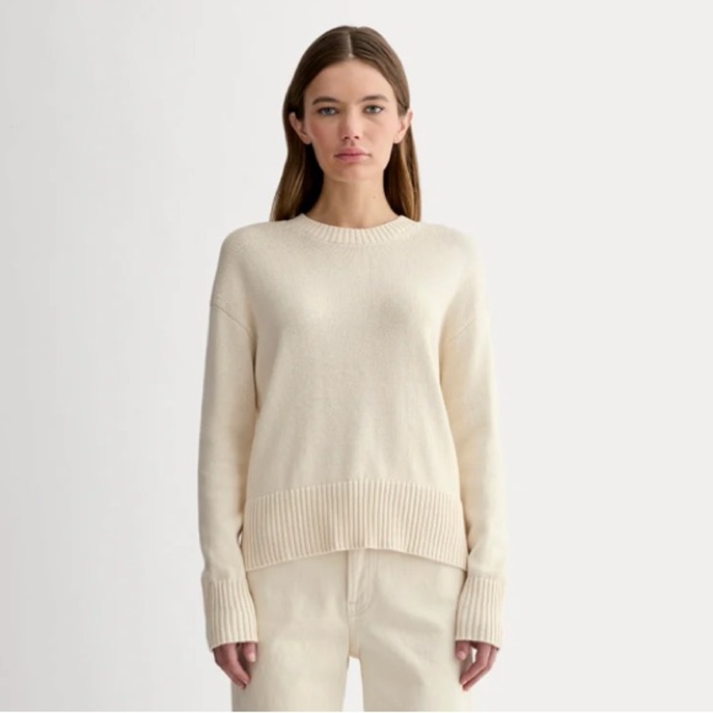 Everlane boxy sweater in everyday cotton, XS, canvas color